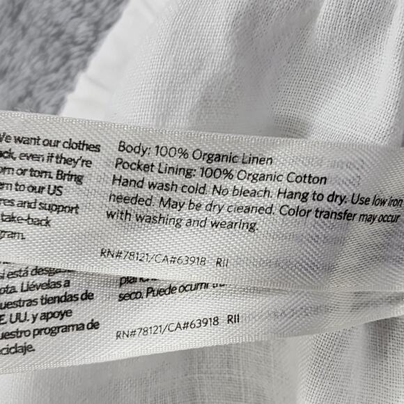 Eileen Fisher Pants Womens S White Organic Linen Wide Leg Cropped Pull On Casual - Picture 5 of 10